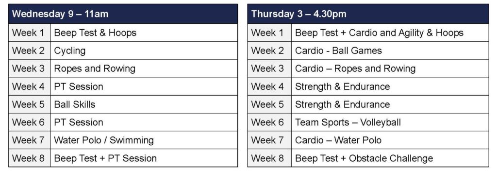 Fit n Fearless schedule
